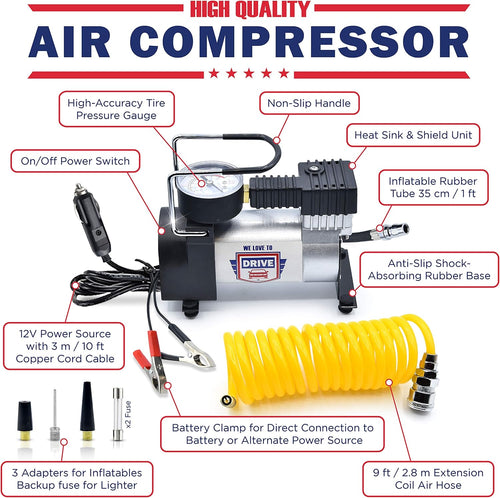 12V DC 150 PSI Portable Air Compressor Tire Inflator with Gauge G1433