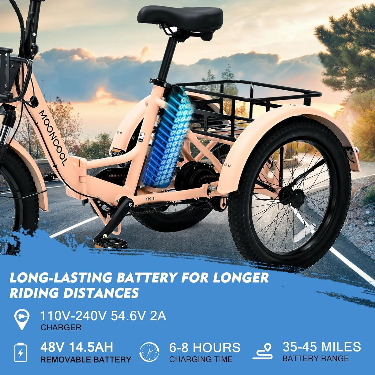 24/26 Electric Tricycle 350W 36V 7 Speeds with Large Basket K879904