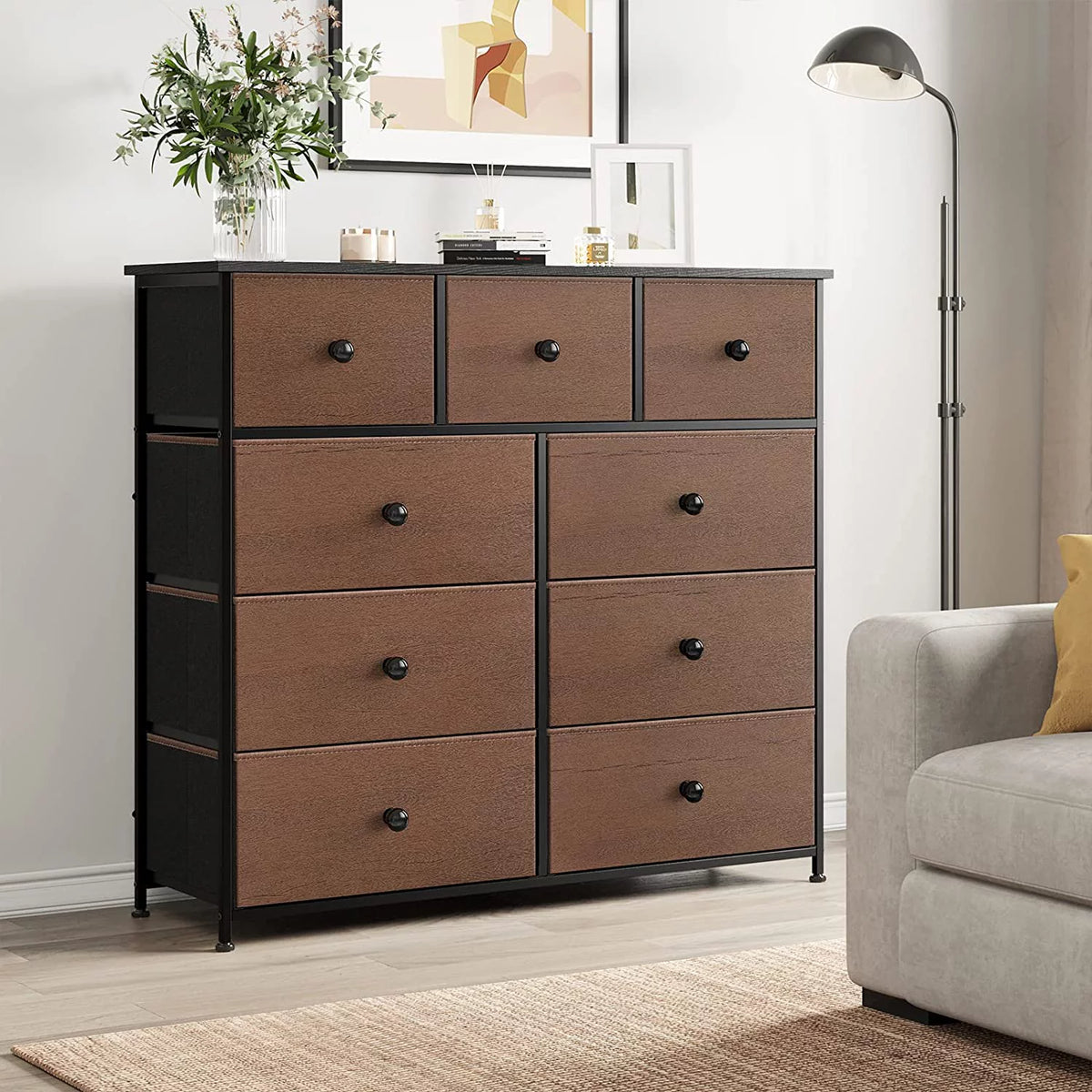 9 Drawer Steel Frame Dresser with Waterproof Top P6852