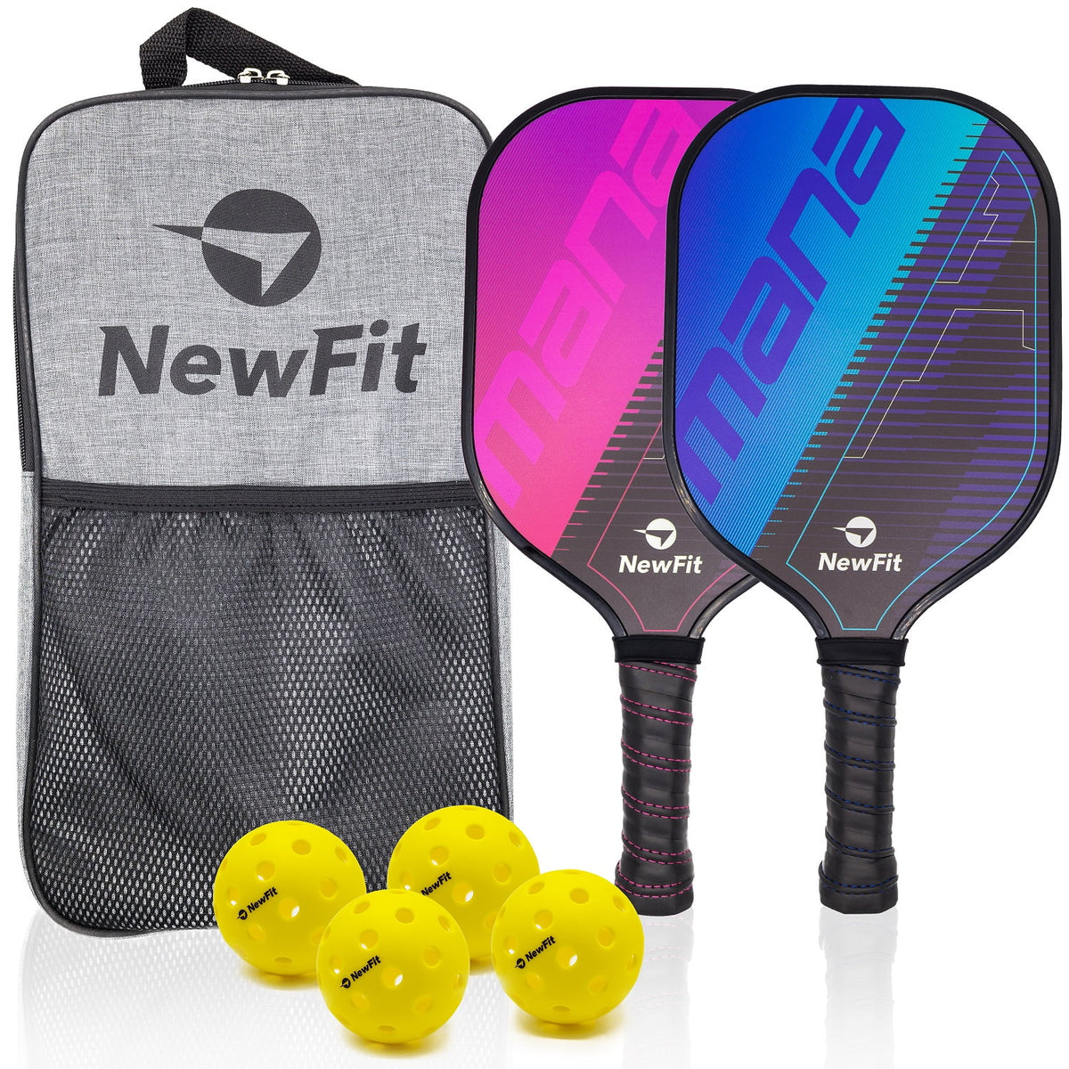 Pickleball Paddle Set of 2 with Carry Bag and Four Pickleballs G990