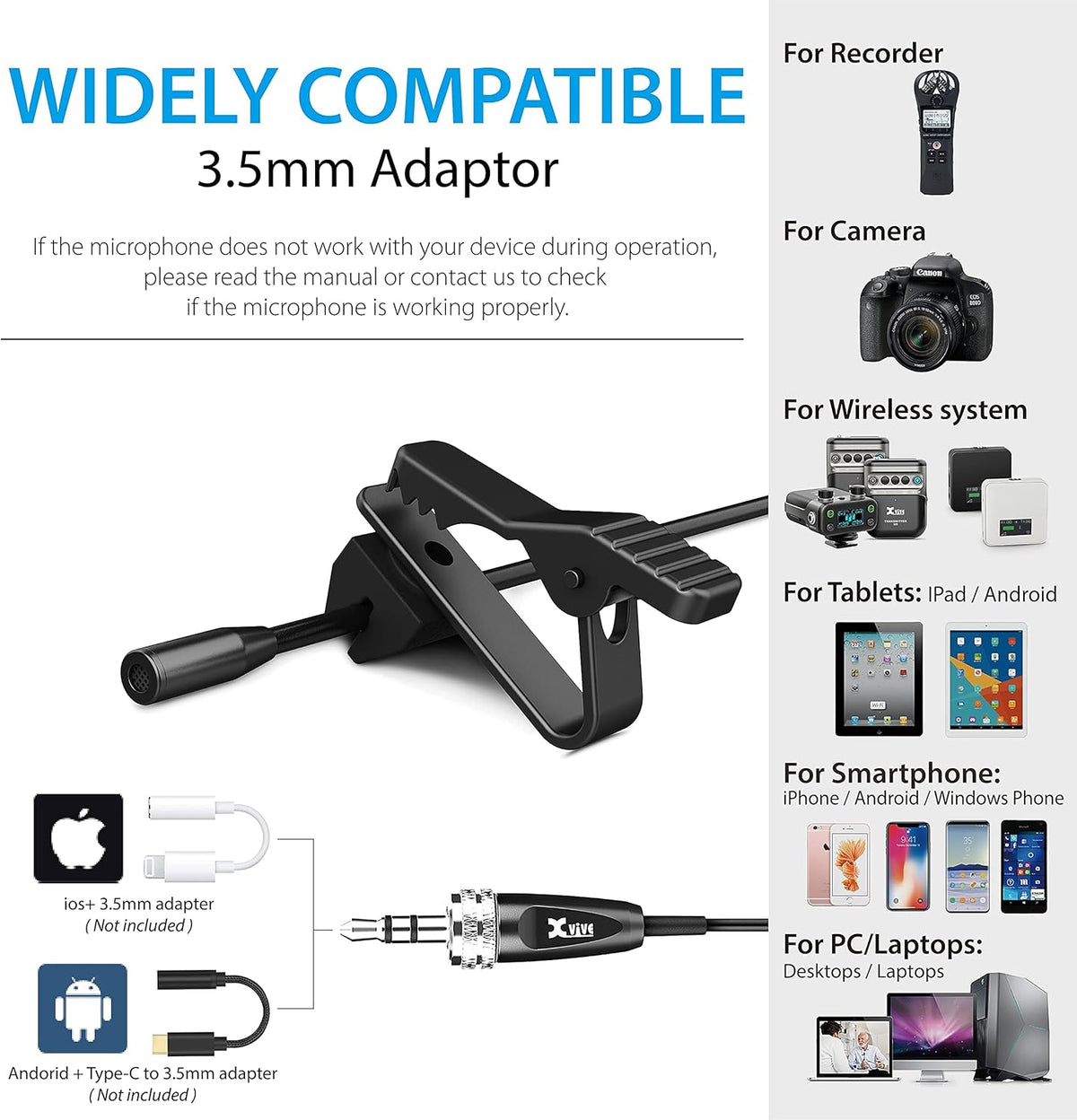 Wearable Microphone for Wireless Lavalier Microphone System M772127