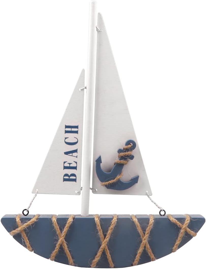 Wooden Sailboat Model Decoration 8.3 x 1.18 x 11 Inches X822775