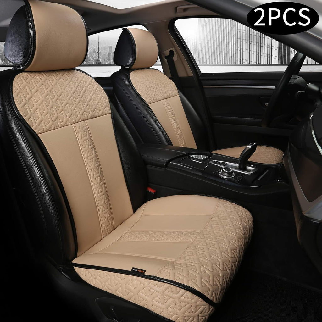 Leather PU Car Seat Cover Black 2PCS H7848