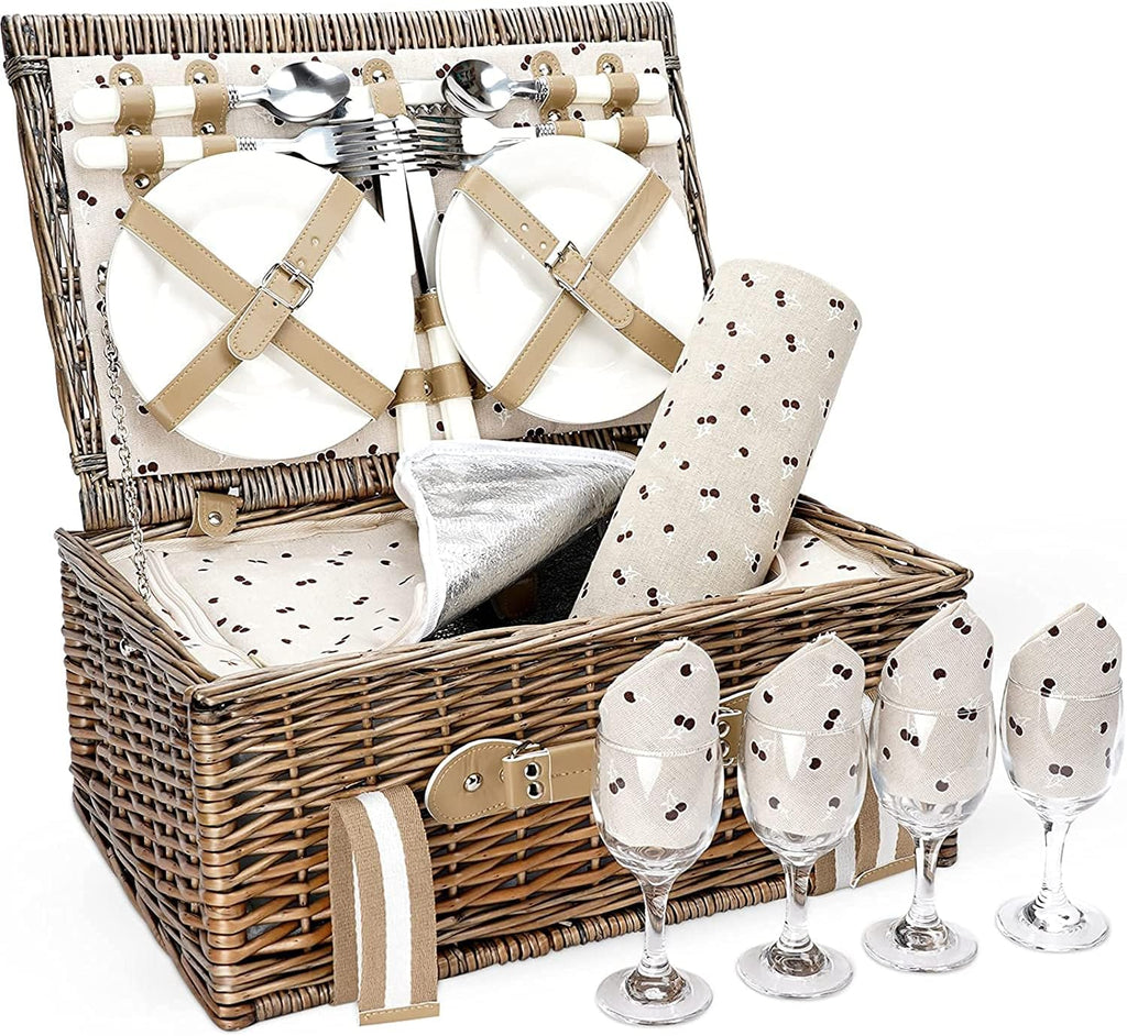 Willow Picnic Basket Set for 2 Persons with Insulated Cooler Bag Q640