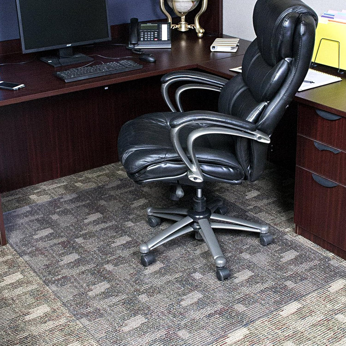 Clear Rectangle Office Chair Mat for Low and Medium Pile Carpet I4486