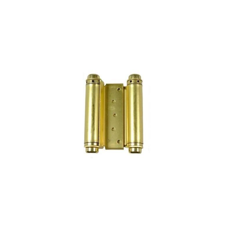 4x22 Square Corner Mortise Double Action Spring Door Hinge Bright Brass Z6546