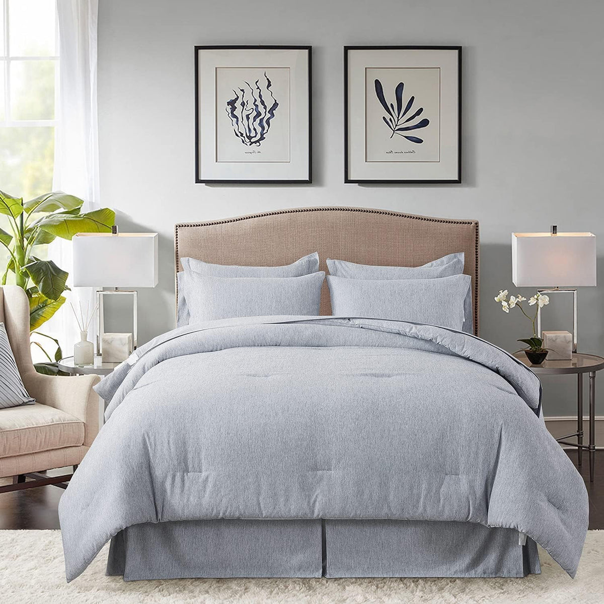 Cal King 8 Piece Cationic Dyeing Comforter Set Q215