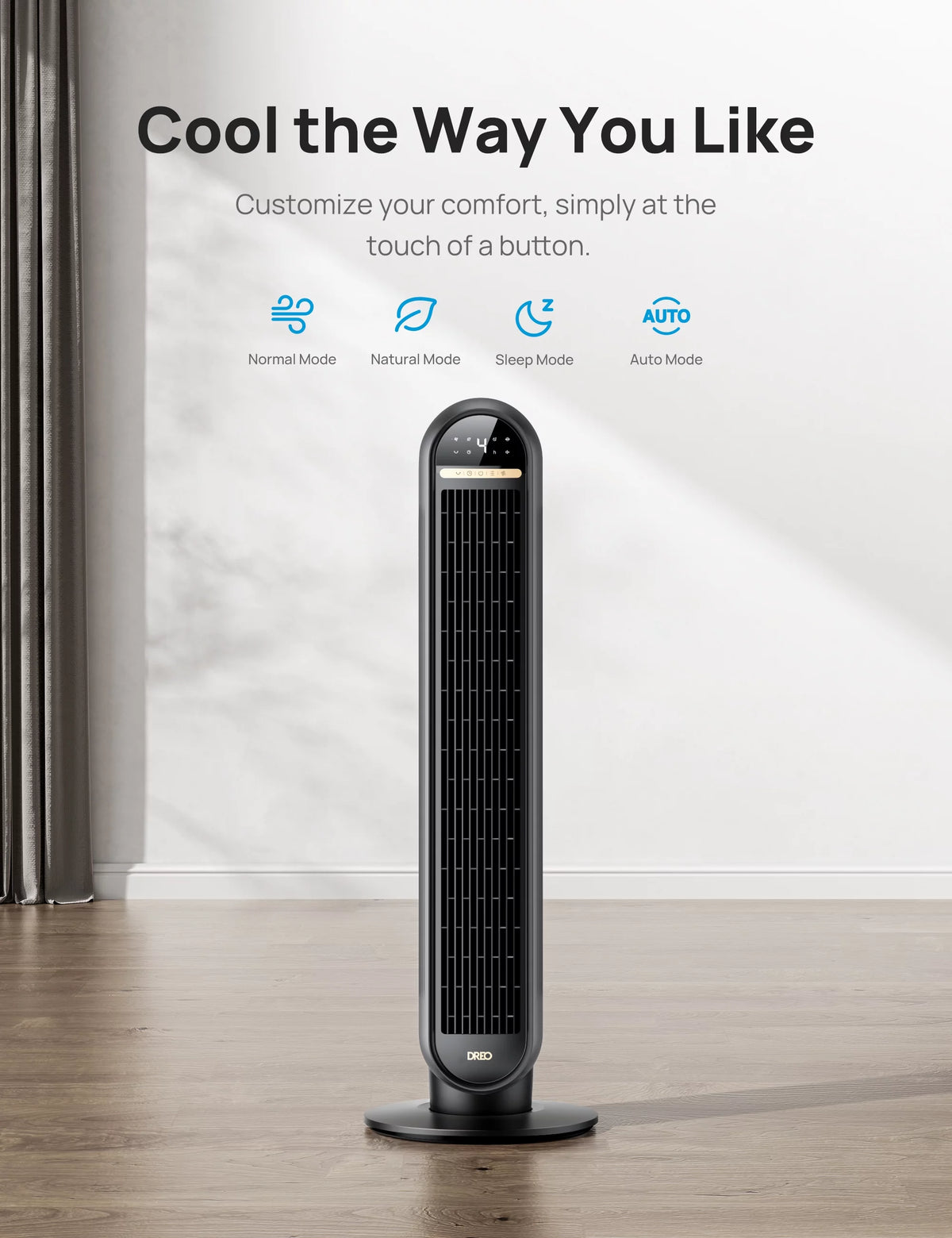 36" Standing Floor Fan with Remote, 90° Oscillating, LED Display U578466