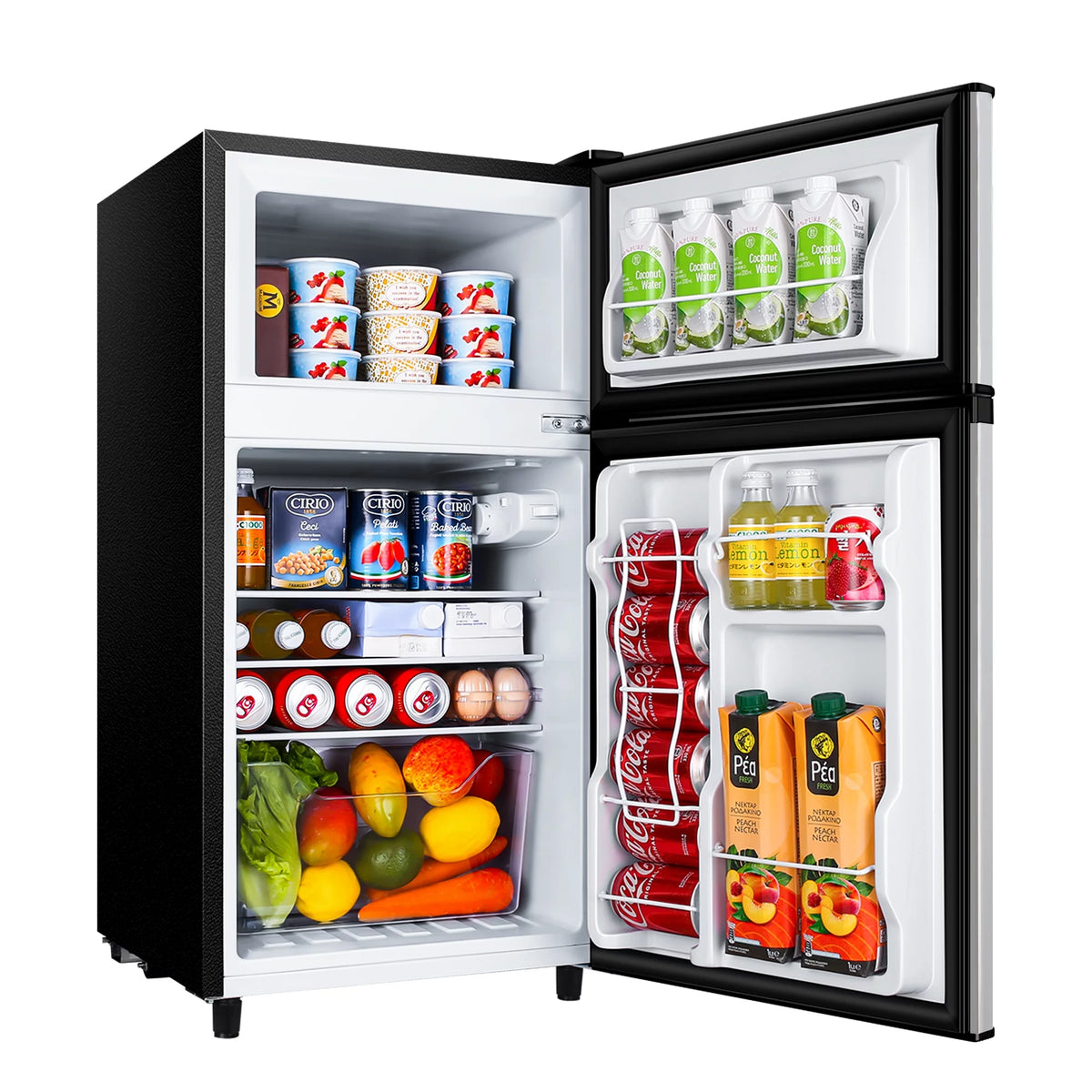 Two Door Mini Fridge with Freezer, 3.5 Cu ft, Black X690205