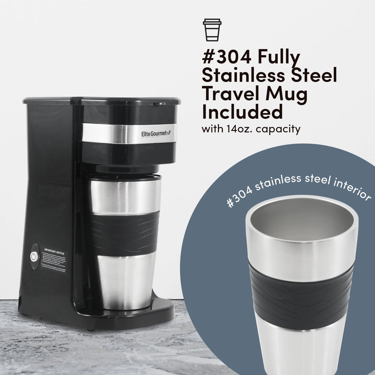 Single Serve Coffee Maker with Travel Mug E2375