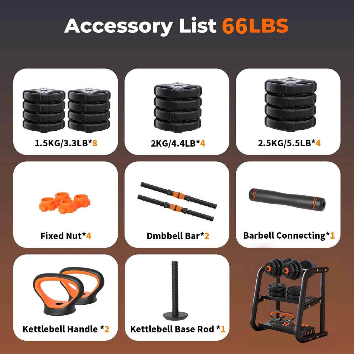 Adjustable Weight Dumbbell Set 4 in 1 B656