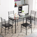 5 Pcs Black Glass Top Dining Set D3330