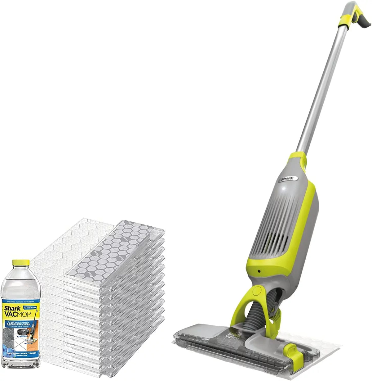 Charcoal Gray Vacuum Mop with 12 Disposable Pads & 12 oz Cleaning Solution D438