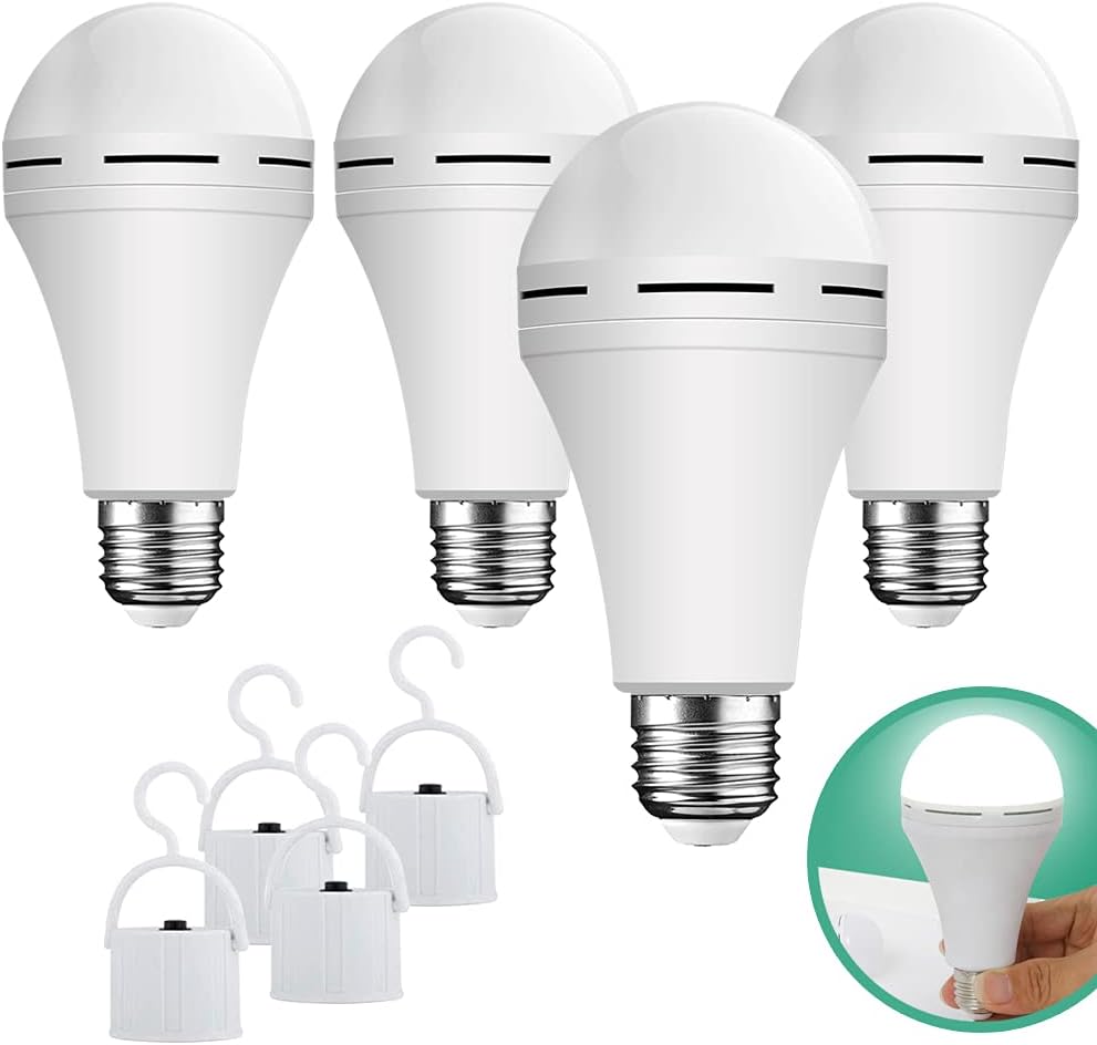 Rechargeable Emergency LED Light Bulb with Hook 1200mAh 12W 10 Pack E117