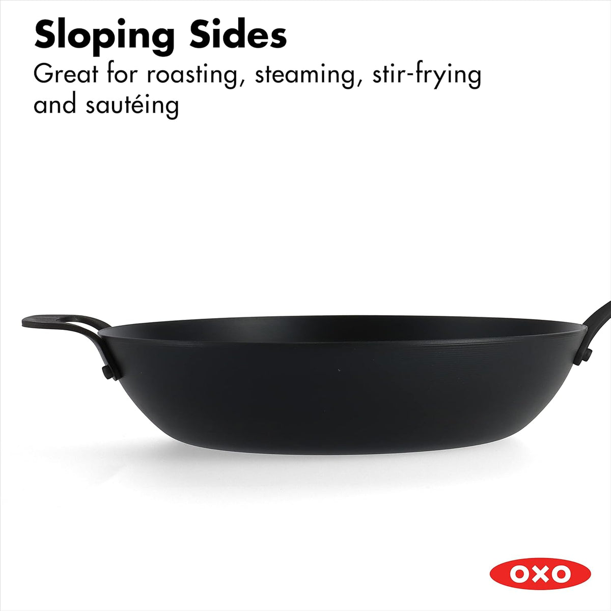 12 Carbon Steel Wok Pan with Silicone Handle Holder Y105