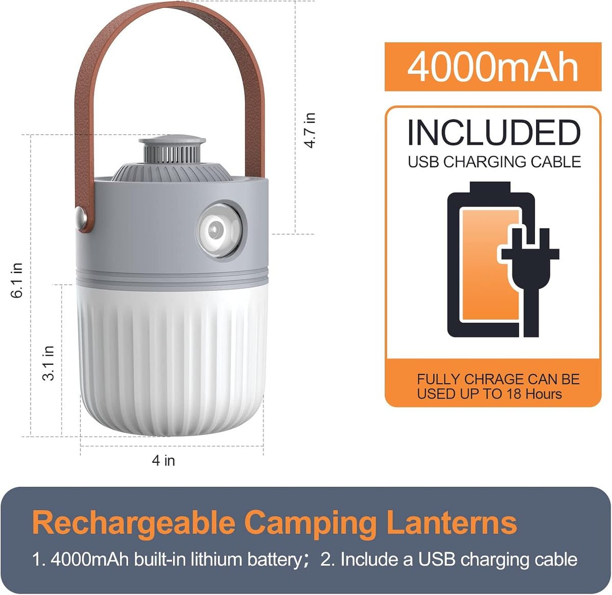 Rechargeable LED Camping Lantern 6 Color Light 1200LM Pack of 2 B7206