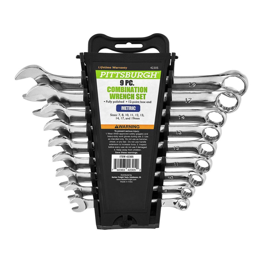 Fully Polished Metric Combination Wrench Set, 9 Piece E3631