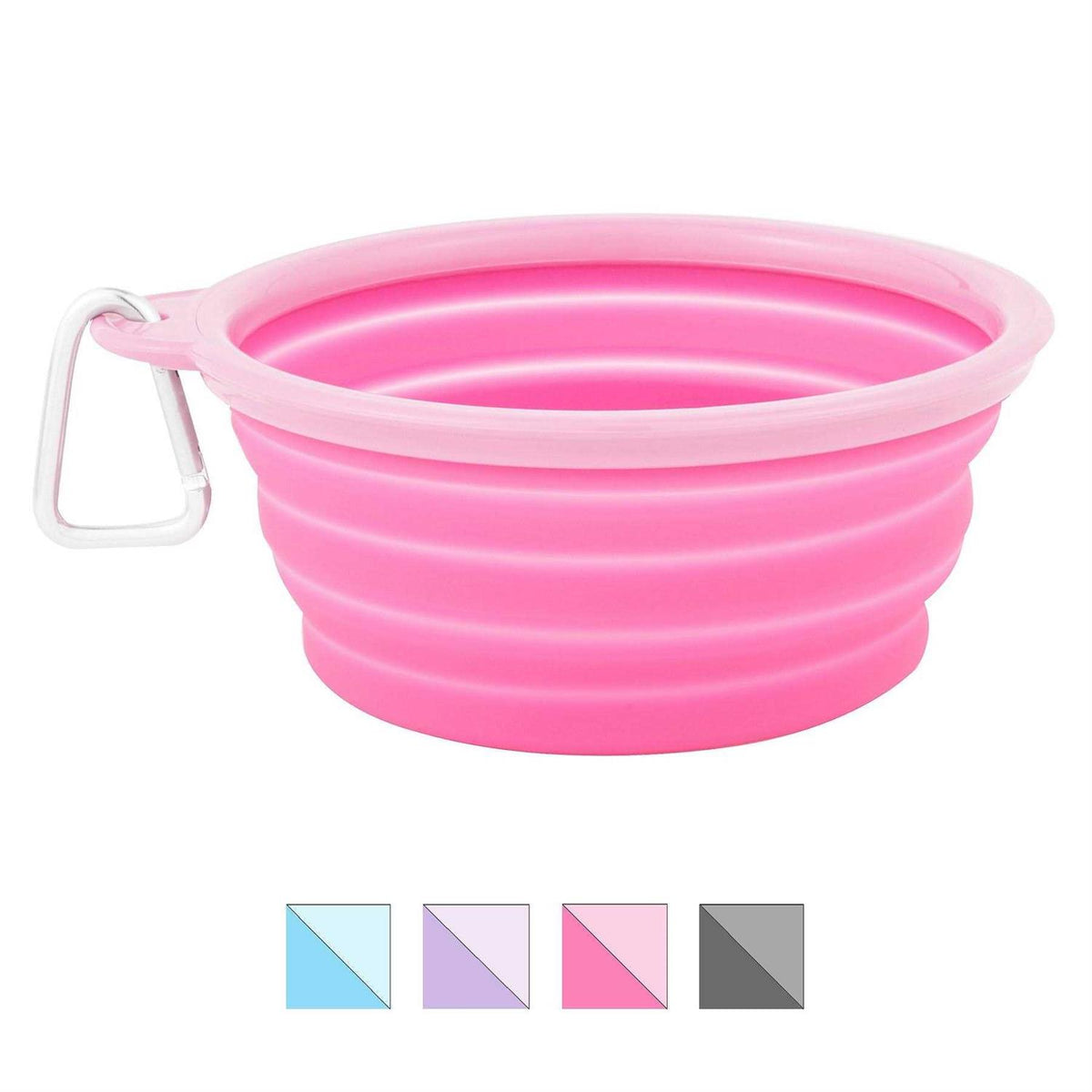 Collapsible Silicone Water Travel Bowl with Clip Dog and Cat S7219