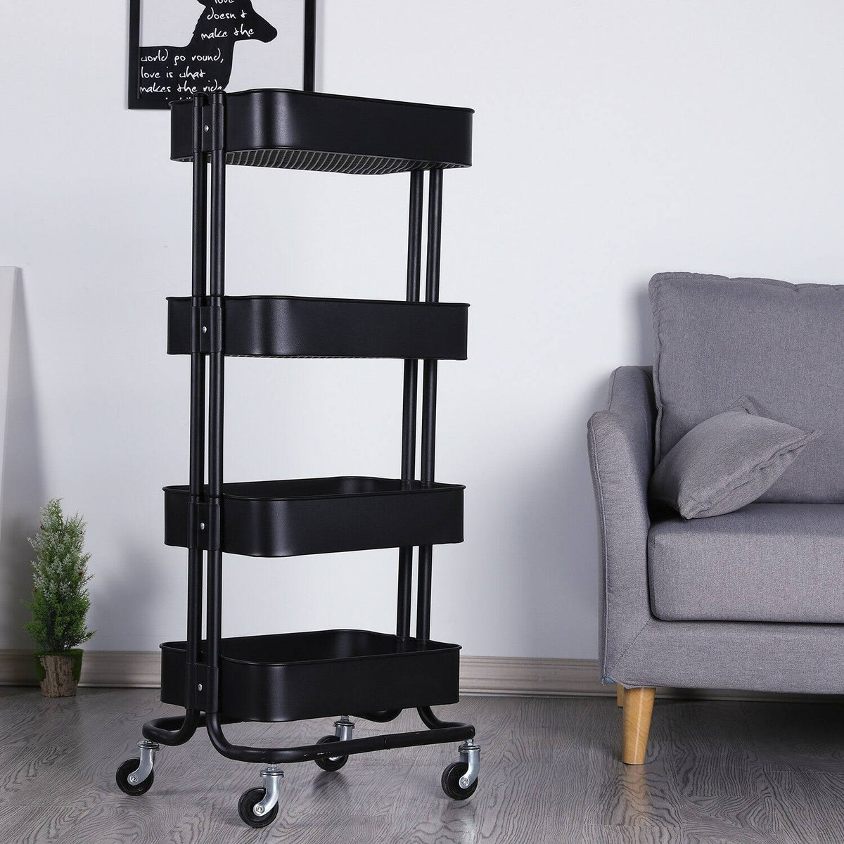 4-Tier Metal Rolling Utility Cart K518