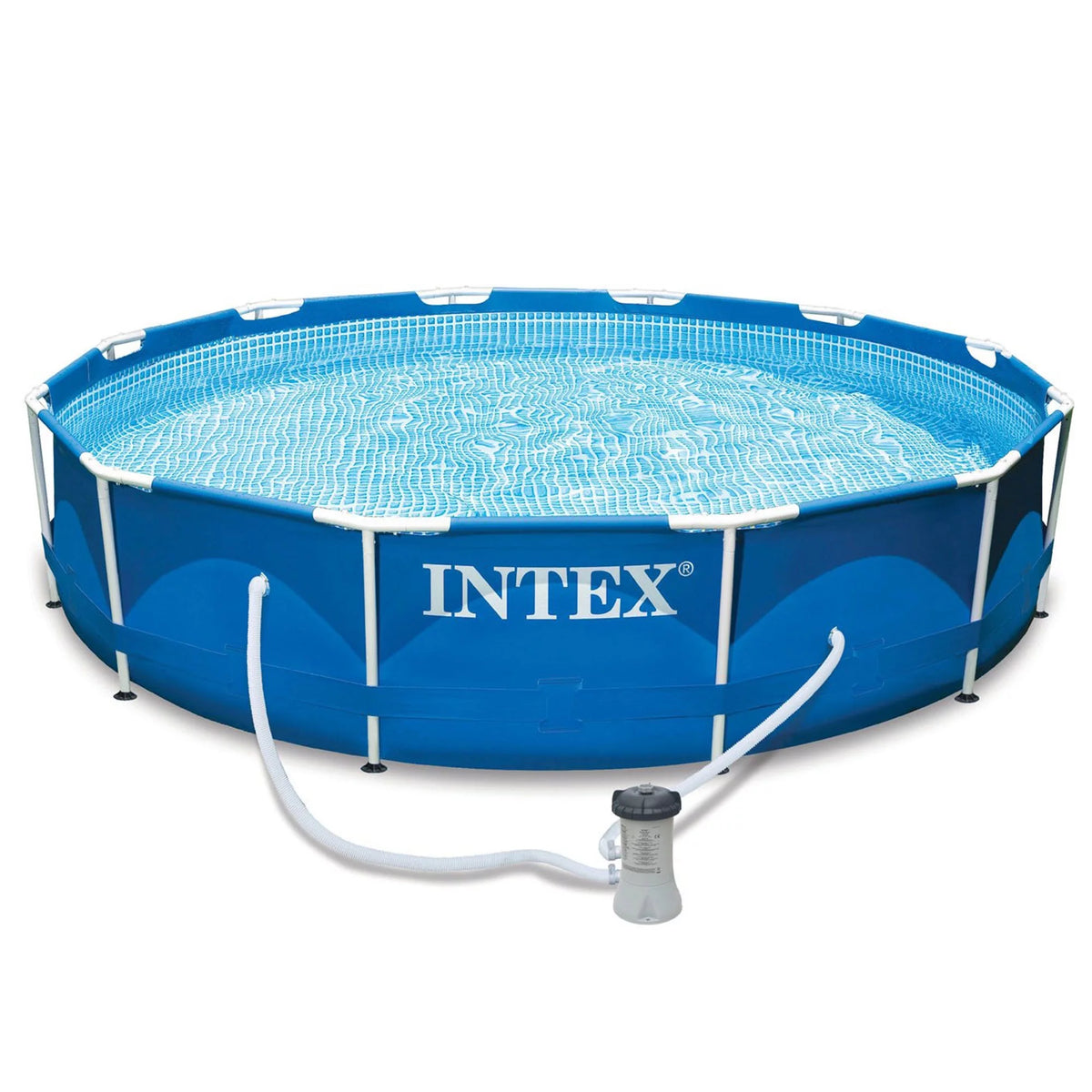 12' x 30 Round Metal Frame Swimming Pool with Filter Pump J384480
