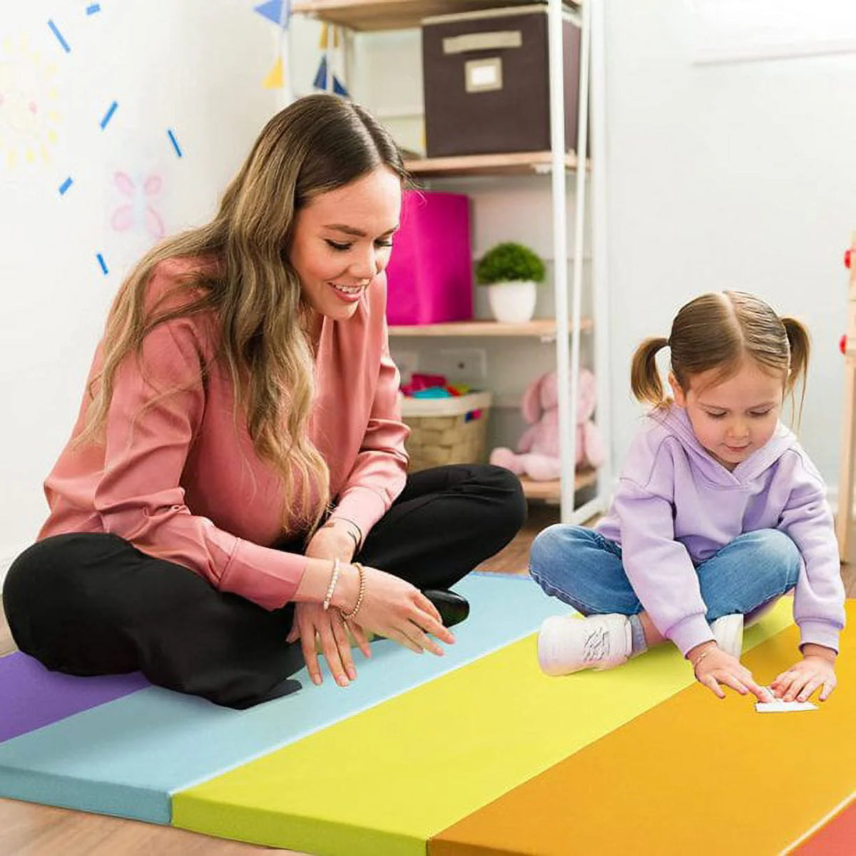 3' x 6' Kids Gymnastics Mat with Carrying Handles T35307