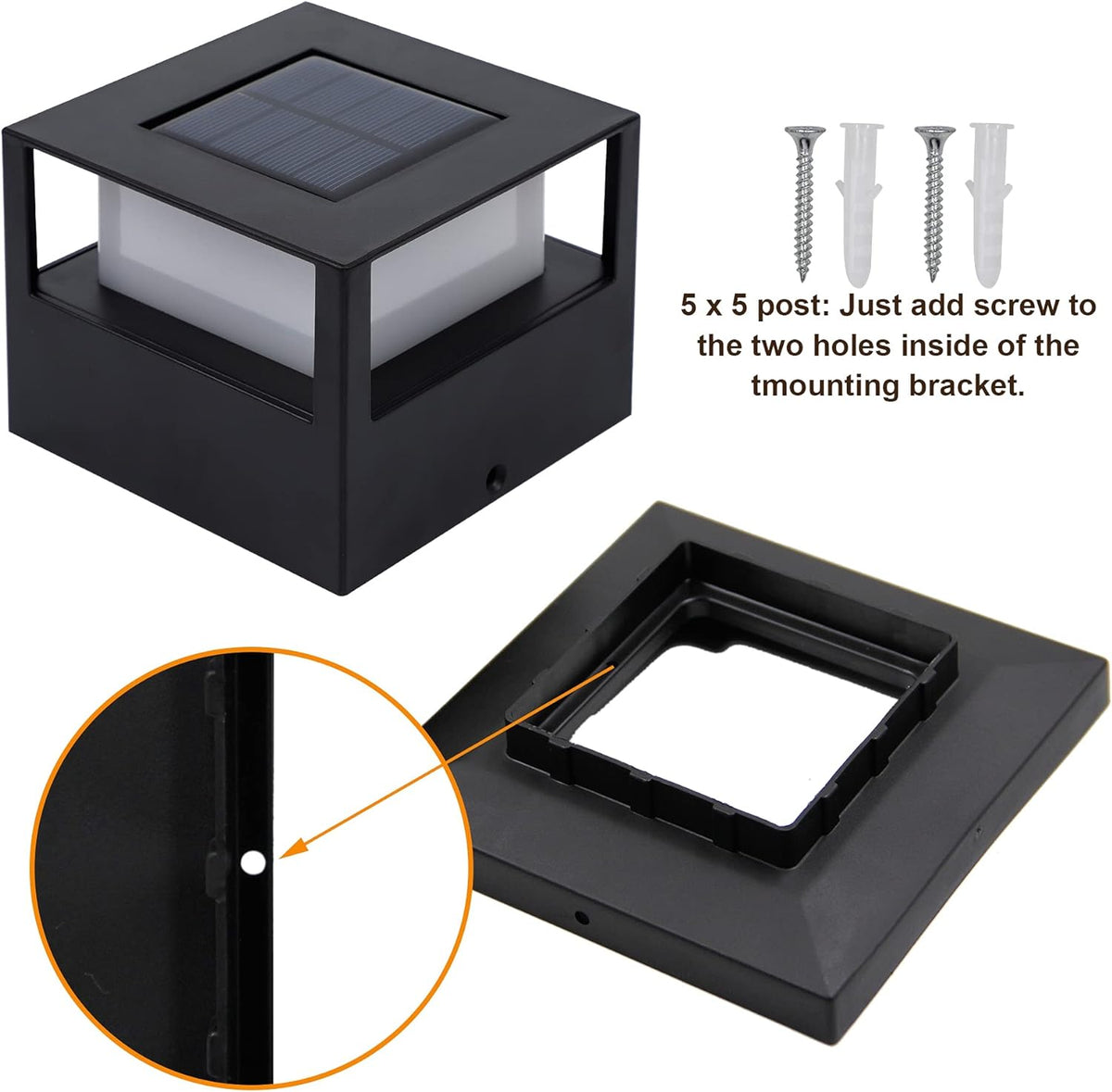 4 Pack Solar Post Lights, 20 Lumen Warm White LED, Fits 4x4, 5x5 or 6x6 Wooden Posts T206538