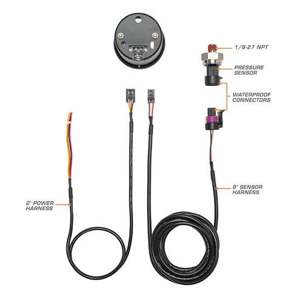 Black 7 Color 100 PSI Fuel Pressure Gauge Kit M82016