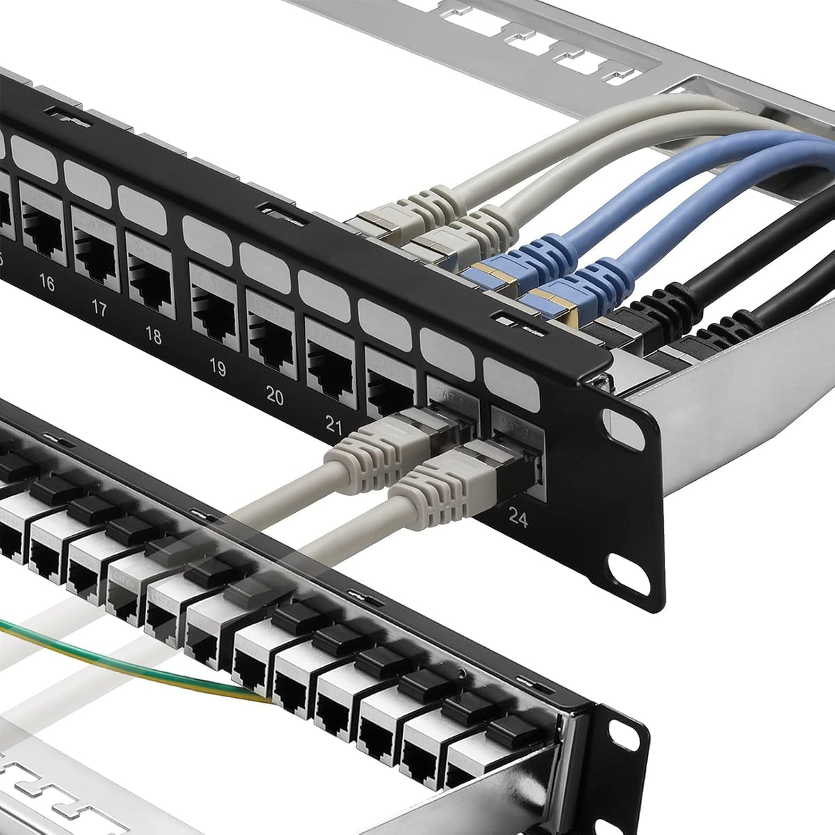 24 Port Cat6A STP Shielded 1U Network Patch Panel J909766