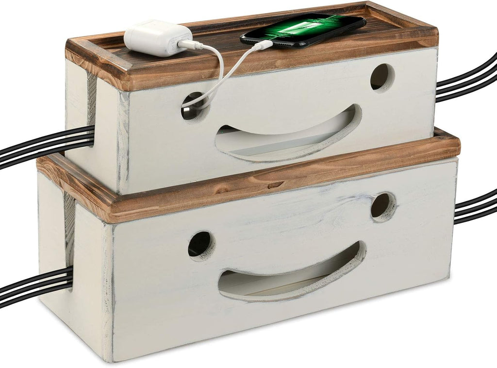White Cable Management Box Set with Magnetic Lid R894