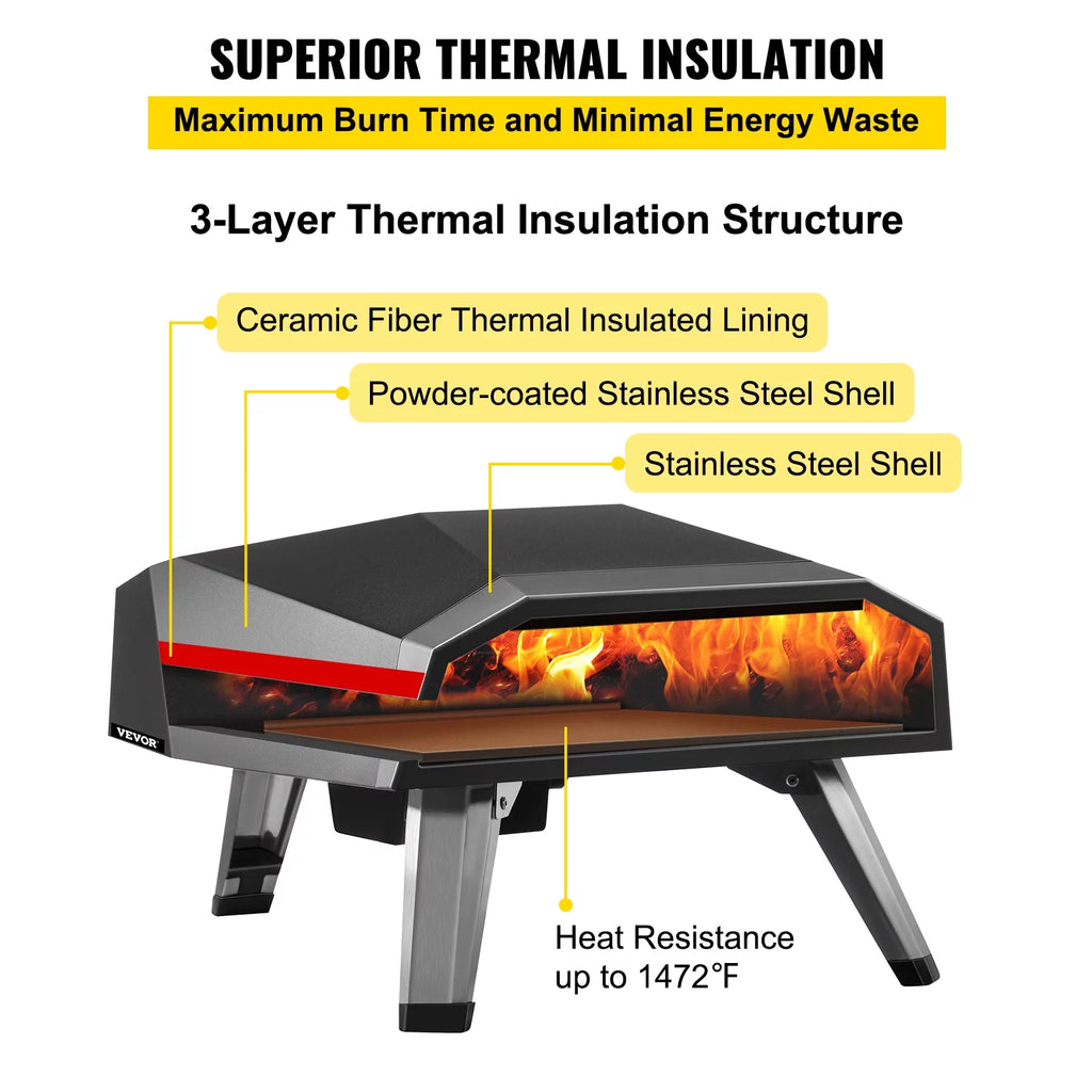 Stainless Steel Propane Pizza Oven with 12 Pizza Stone M542160