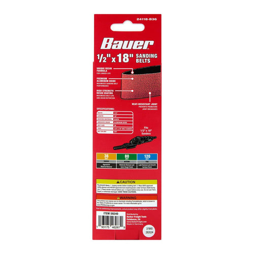 1/2 in. x 18 in. 36-Grit Aluminum Oxide Sanding Belts 3-Pack J683