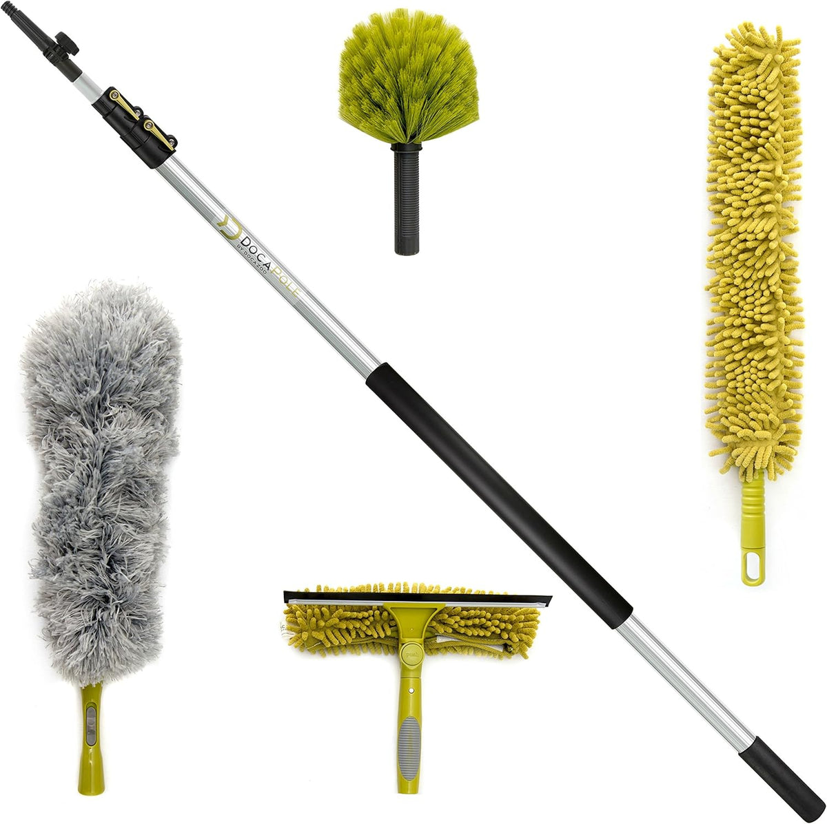 Cleaning Kit with 5-12 Foot Telescoping Extension Pole, Window Squeegee & Washer, 3 Dusting Attachments Y976302
