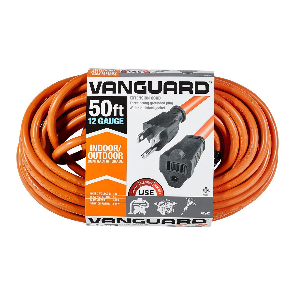 50 ft. 12/3 Gauge Outdoor Extension Cord, Orange L5220