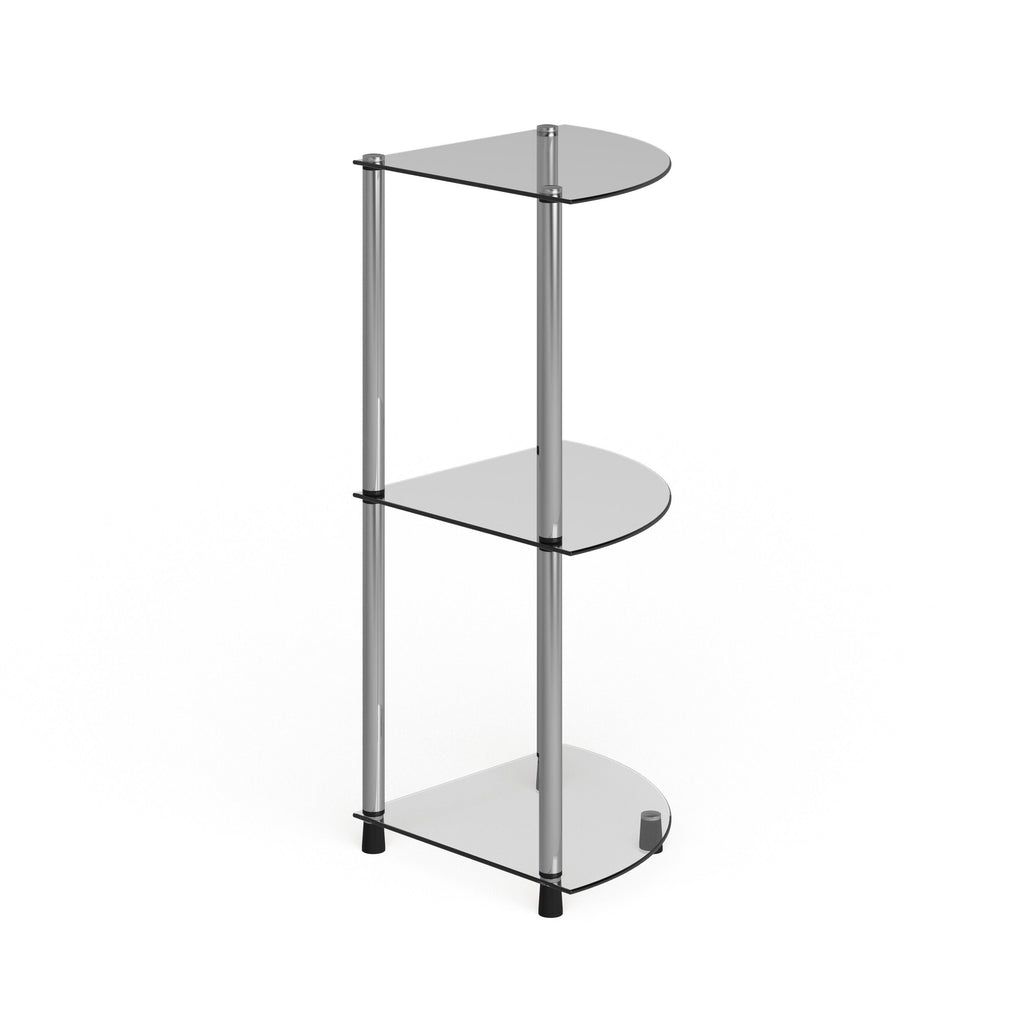 3-Tier Corner Shelf, Black Glass X58787