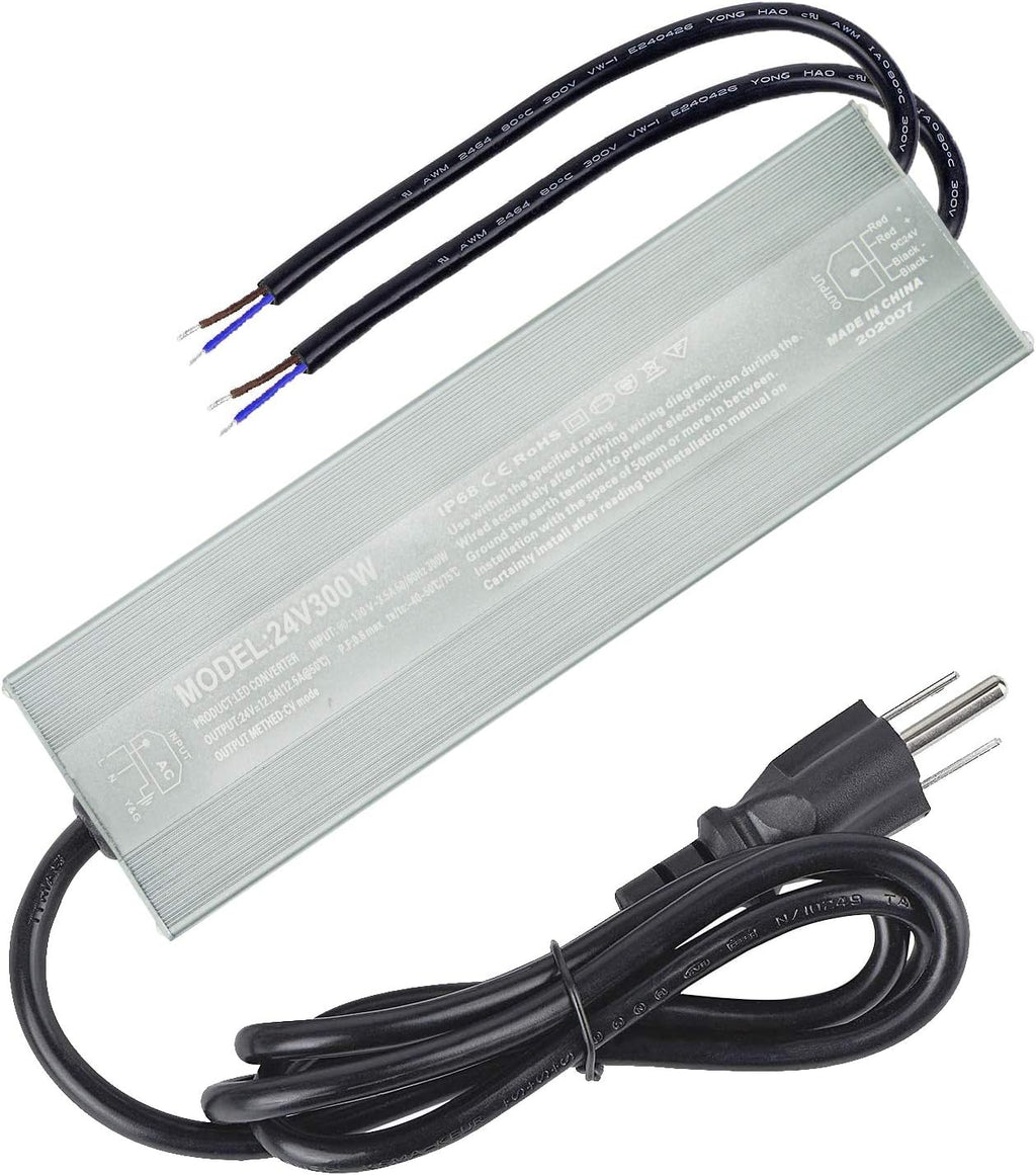 300W Waterproof IP68 LED Driver 90V-130V AC to 24V DC L2614