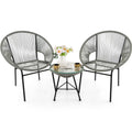 3 Pc Black Plastic Rope Patio Bistro Set Z111004