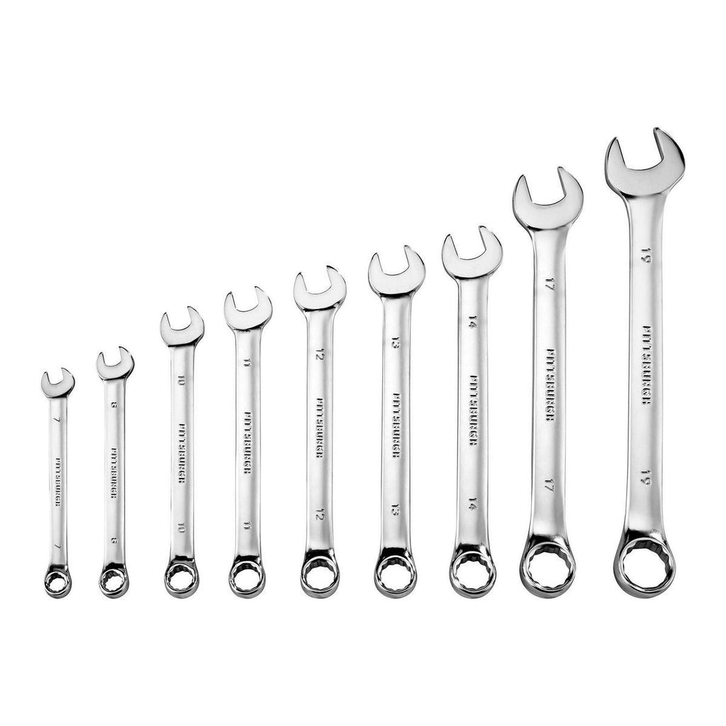 Fully Polished Metric Combination Wrench Set, 9 Piece E3631