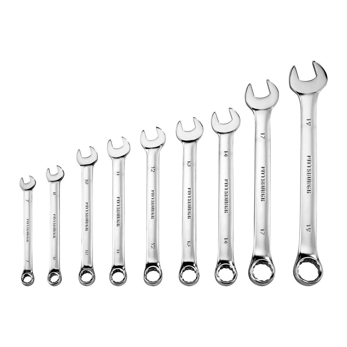 Fully Polished Metric Combination Wrench Set, 9 Piece E3631
