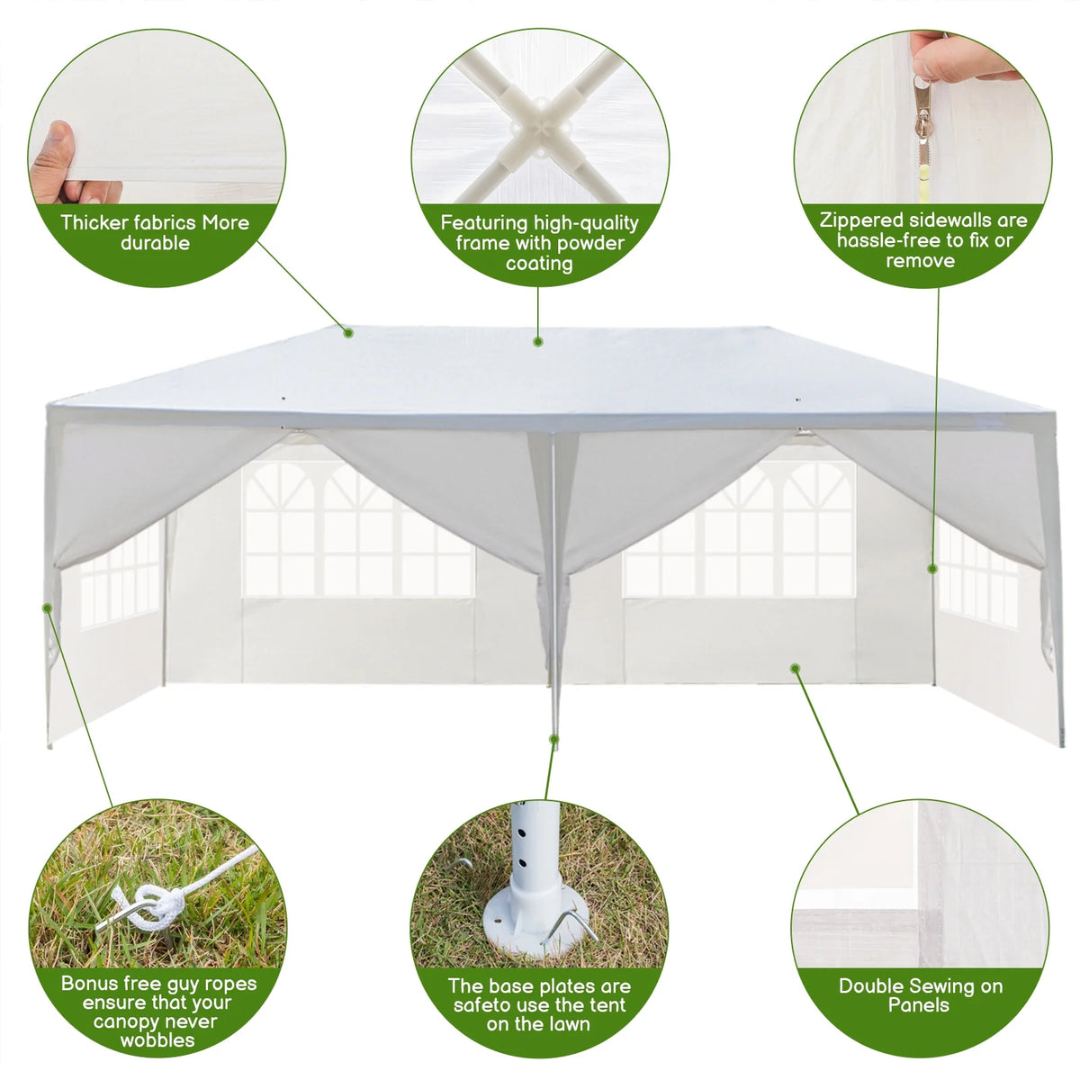 10'x 20' Party Tent Canopy with 6 Sidewalls I8548