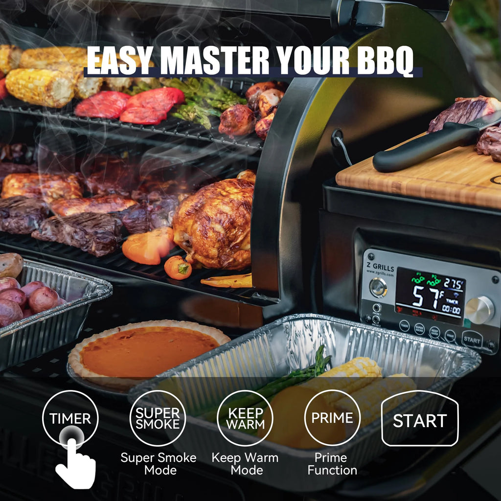 Wood Pellet Grill & Smoker with WIFI, PID Controller, 709 sq. in, Black F484