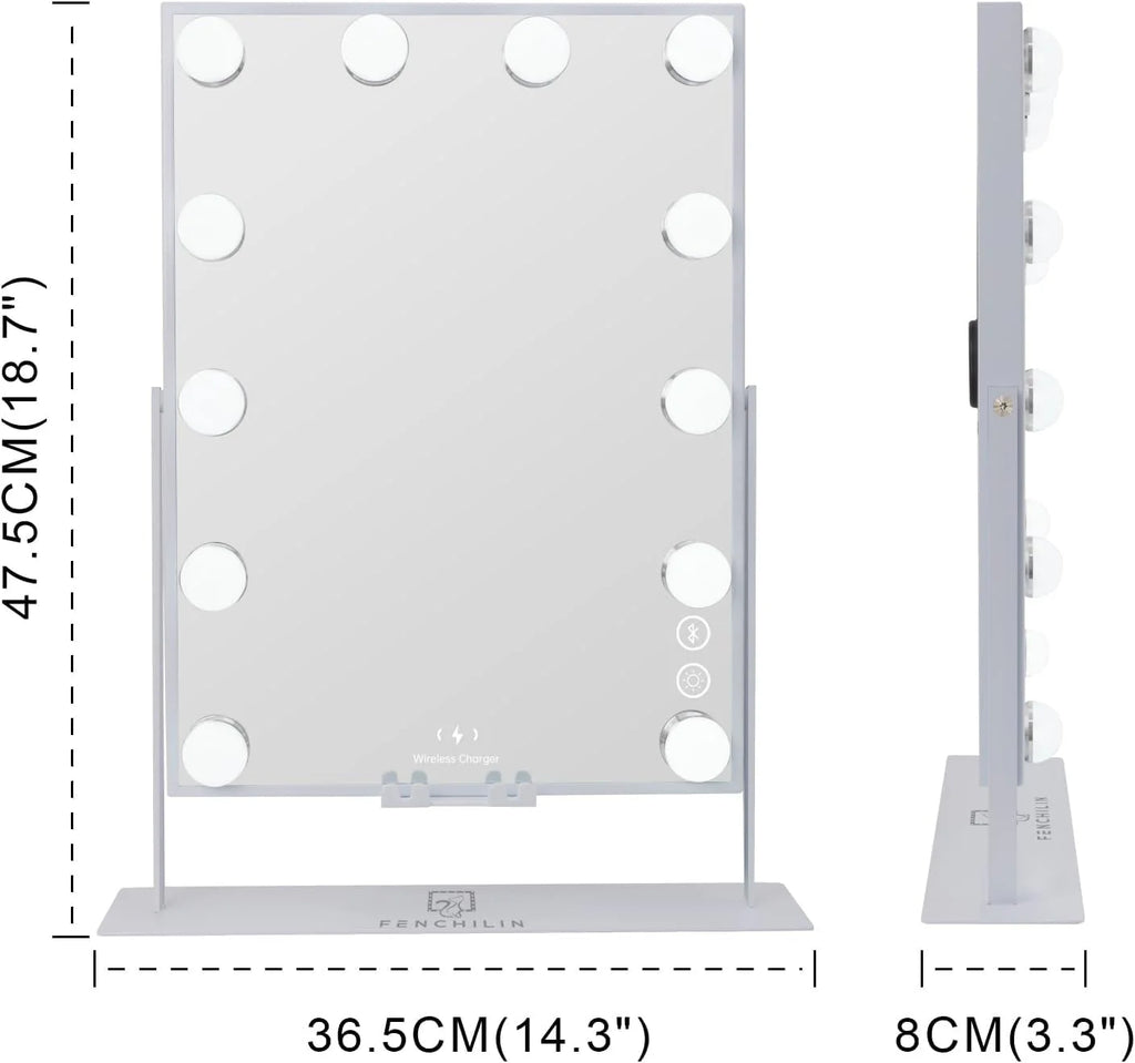 White Bluetooth Hollywood Makeup Mirror with Lights P317536
