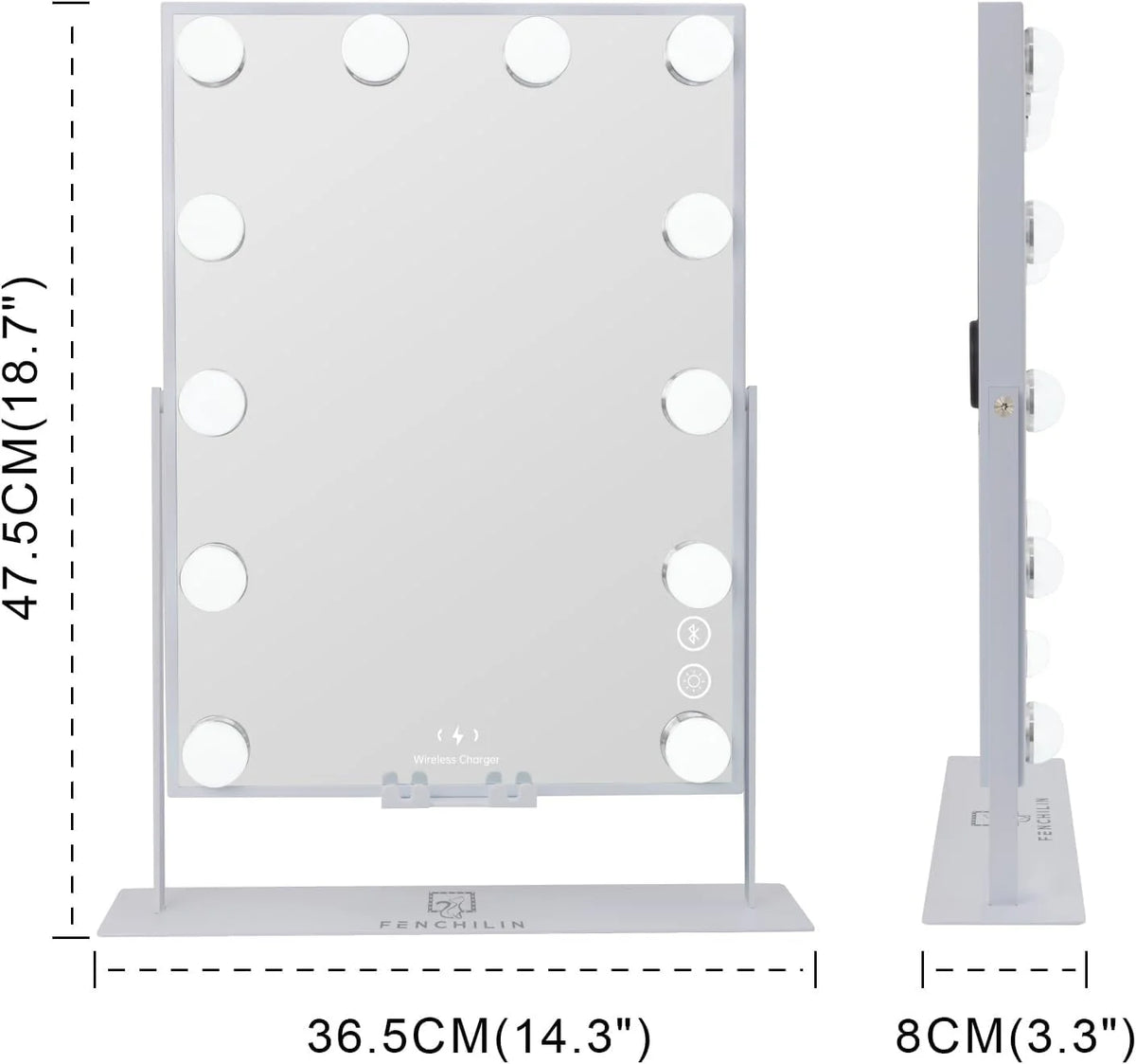 White Bluetooth Hollywood Makeup Mirror with Lights P317536