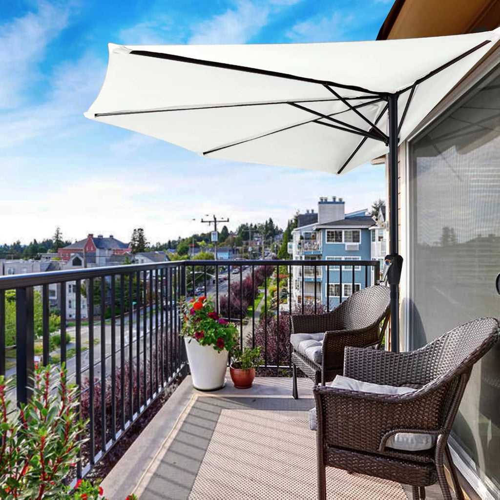 Light Beige Half Round Patio Umbrella O334