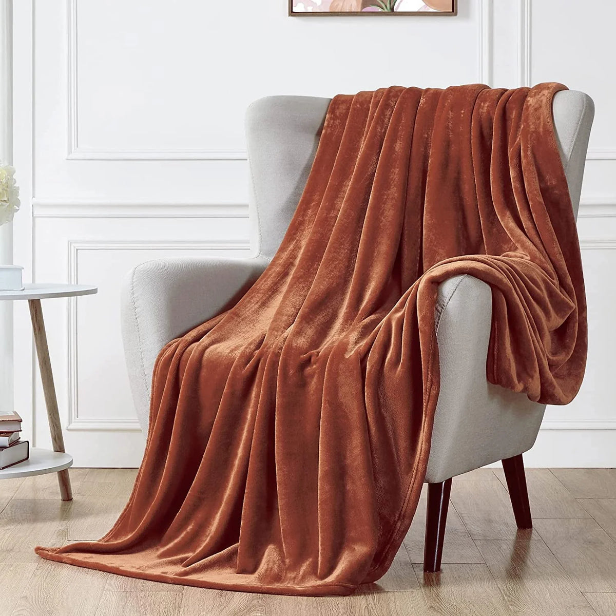 Ultra Soft Microplush Fleece Throw Blanket, 50 x 60, Orange, Machine Washable C66370