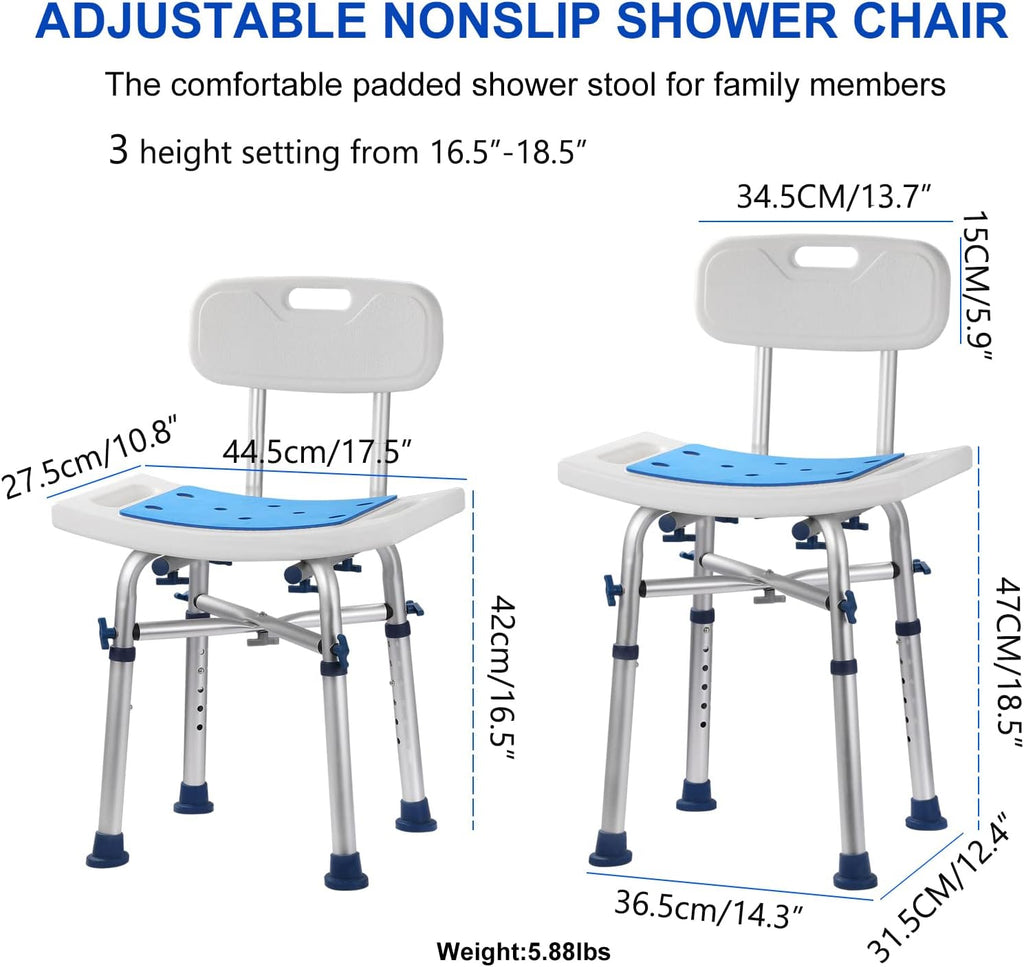 Nonslip Shower Chair with Back Padded Seat T77315
