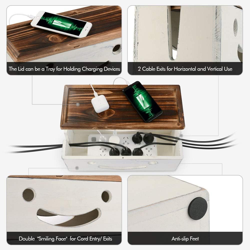 White Cable Management Box Set with Magnetic Lid R894
