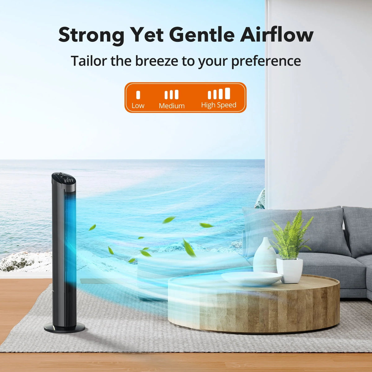 36" Oscillating Tower Fan, 3 Speeds, Timer P739