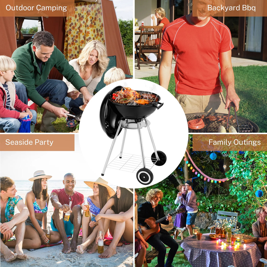 18 Inch Portable Charcoal Grill with Wheels J87654