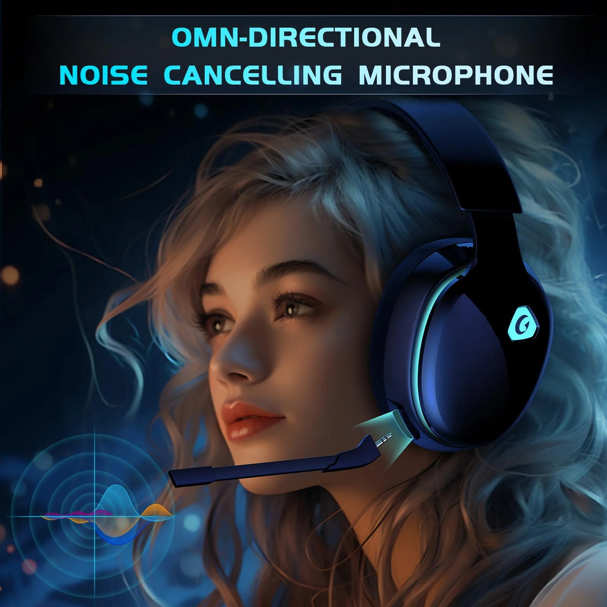 Wireless Gaming Headset with Microphone, Bluetooth 5.2, 2.4GHz USB, 3.5mm Wired F3585