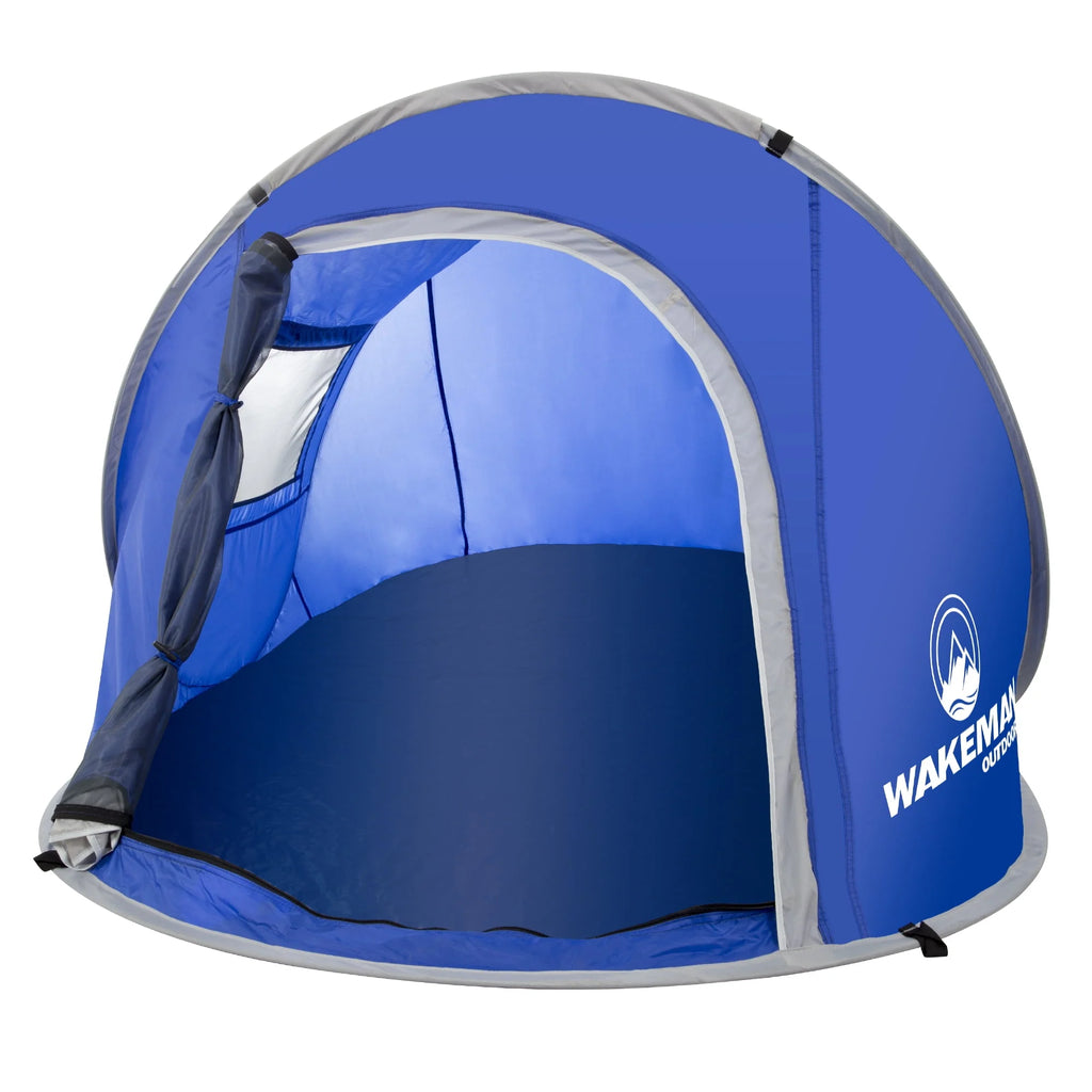 Blue Water-Resistant Polyester 2-Person Pop-up Tent with Rainfly and Carry Bag Z621